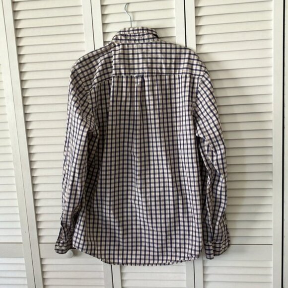 GH Bass dress shirt button down‎ Oxford in classic plaid size L navy and white - Picture 4 of 4
